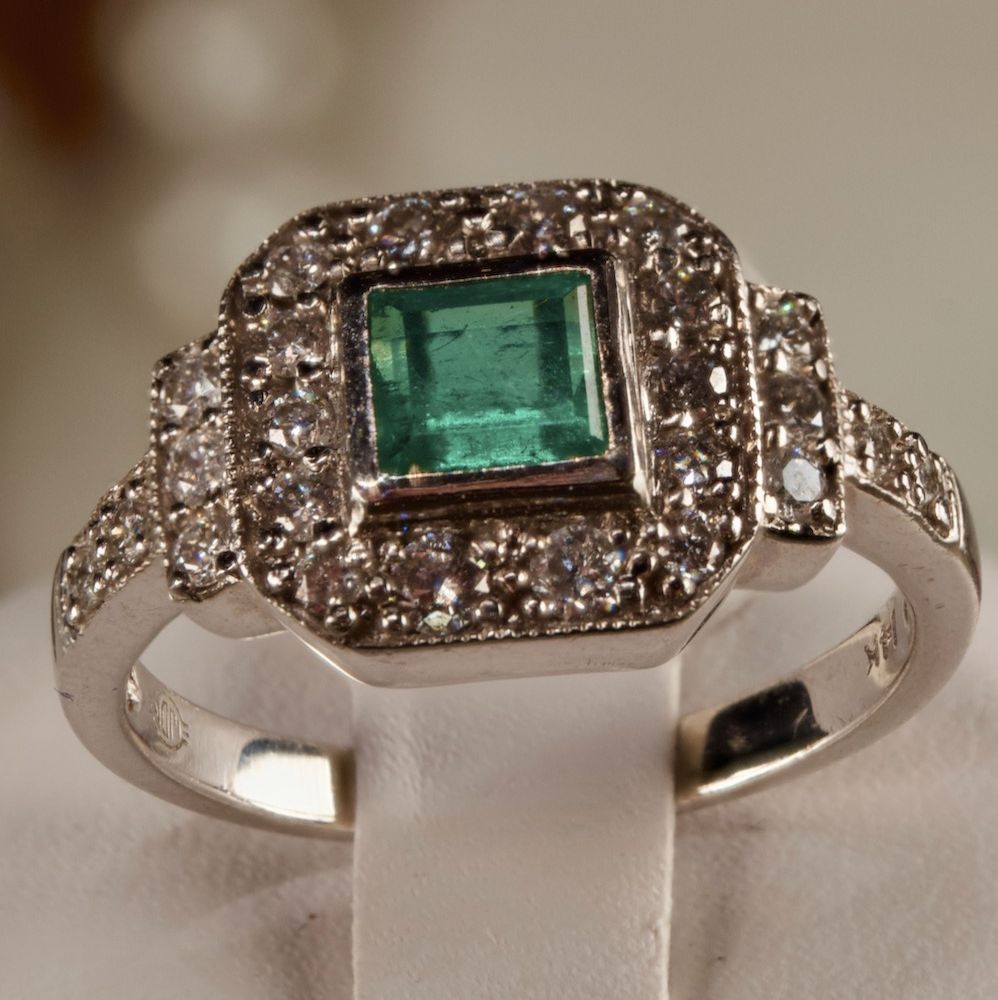 Shop Art Deco style emerald & diamond ring | Hunt & Gather