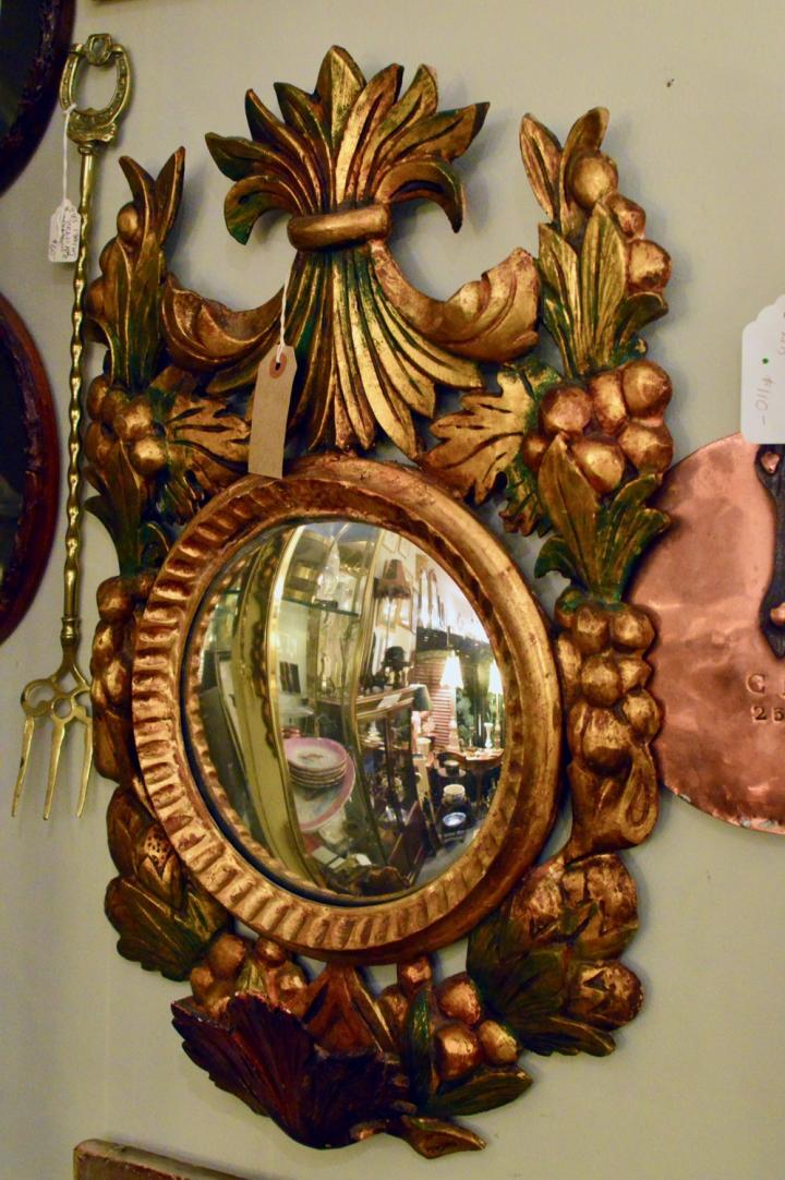 Shop Vintage Italian gilded wood framed convex mirror | Hunt & Gather