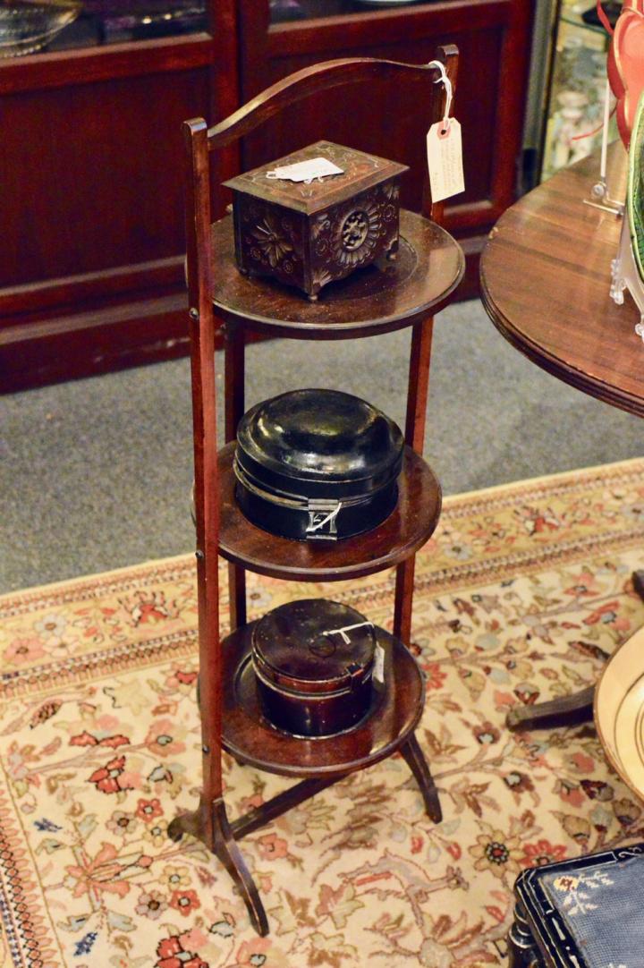 Shop Late 19th/early 20th C English mahogany tiered cake stand | Hunt & Gather