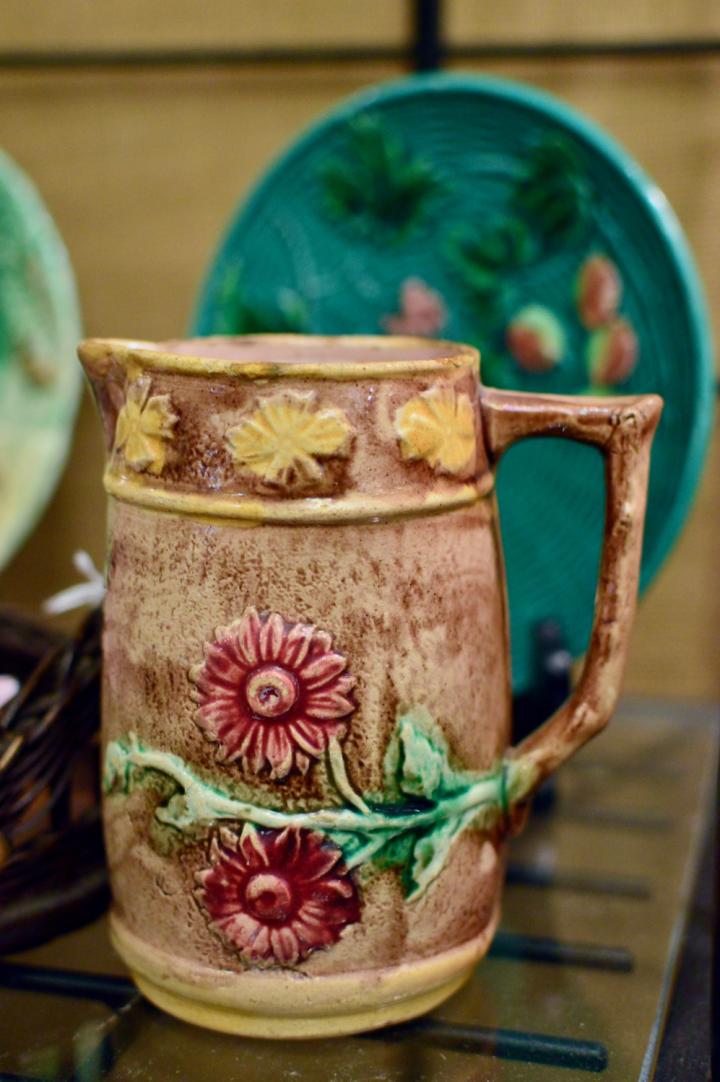 Shop Majolica pitcher w/ pink flowers | Hunt & Gather