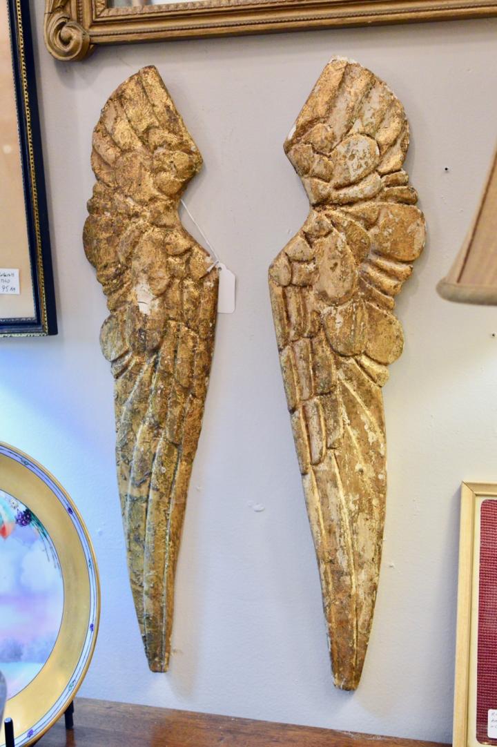 Shop Vintage pair of carved Italian gold angel wings | Hunt & Gather