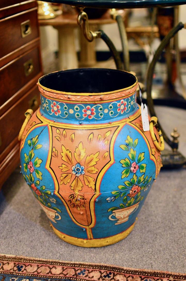 Colorful hand painted urn