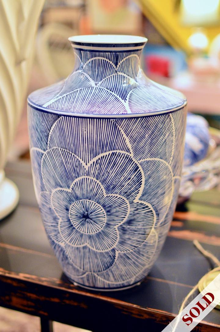 Cobalt blue & white vase