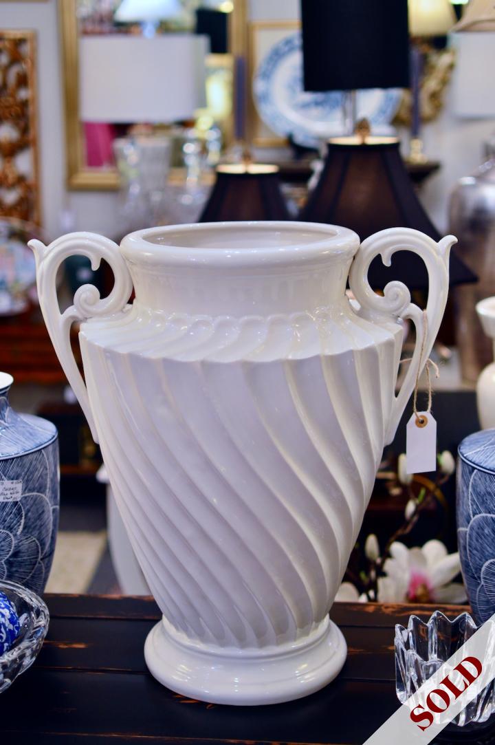 White double handle vase