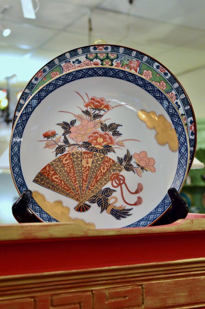 Vintage gilded Japanese fan plate