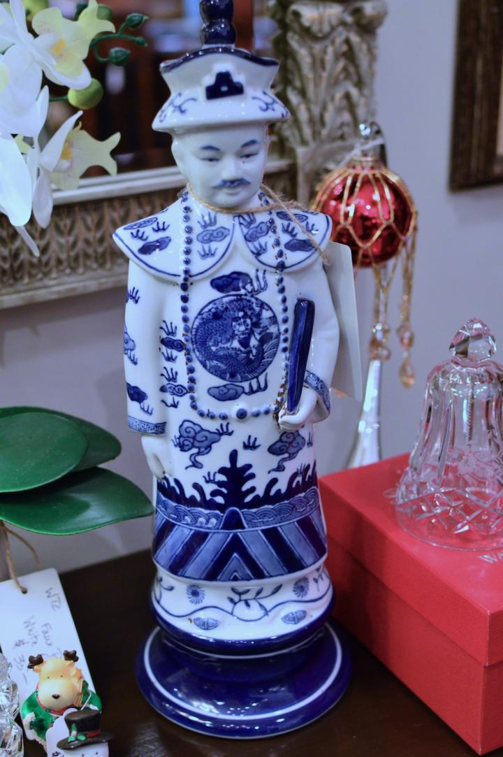 Shop Chinese blue & white porcelain statue of scholarly man | Hunt & Gather