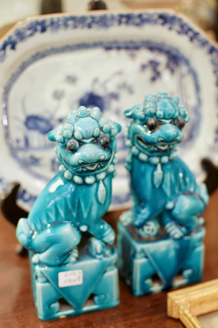Shop Pair of blue foo dogs | Hunt & Gather