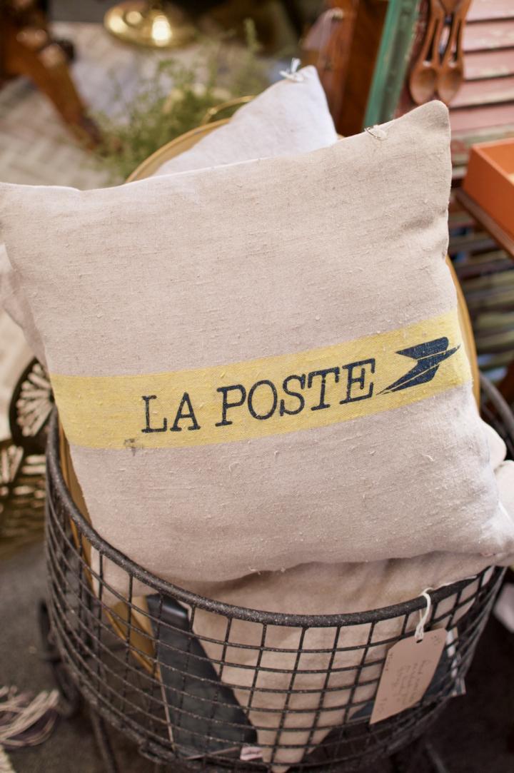 Shop 15 x 15 French “La Poste” pillow backed in antique linen | Hunt & Gather