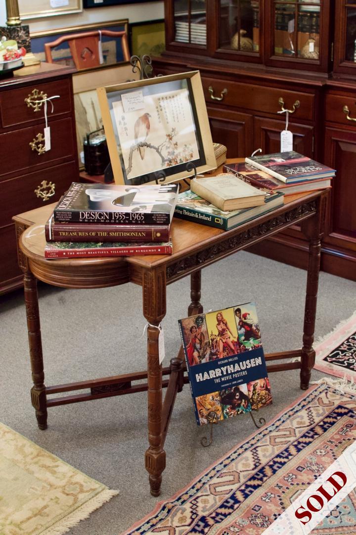Shop Antique table w/ carved apron, legs & cross bar | Hunt & Gather