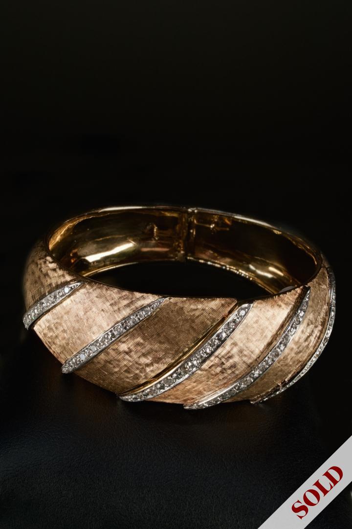 Diamond & gold bangle bracelet