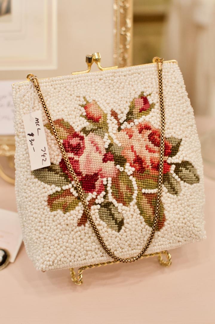 Shop Beaded white w/ floral purse | Hunt & Gather