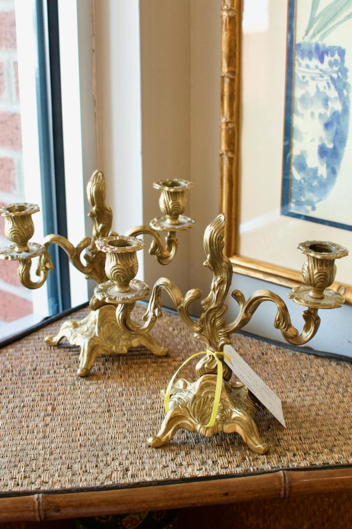 Pair of brass candlesticks - made in Italy