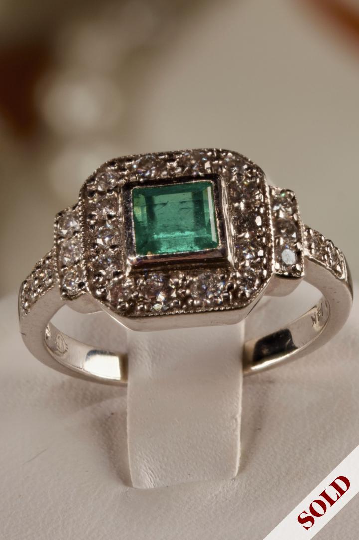 Shop Art Deco style emerald & diamond ring | Hunt & Gather