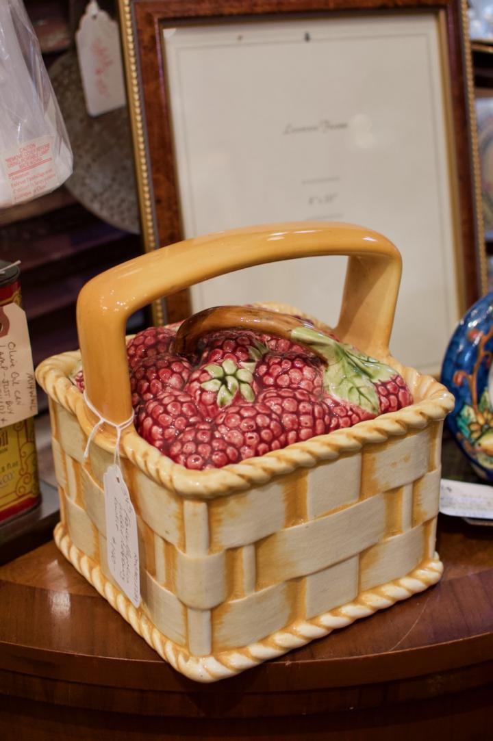 Shop French majolica lidded raspberry basket | Hunt & Gather