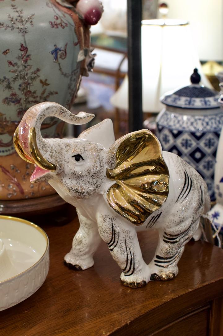 Shop Vintage MCM ceramic elephant. White & gold | Hunt & Gather