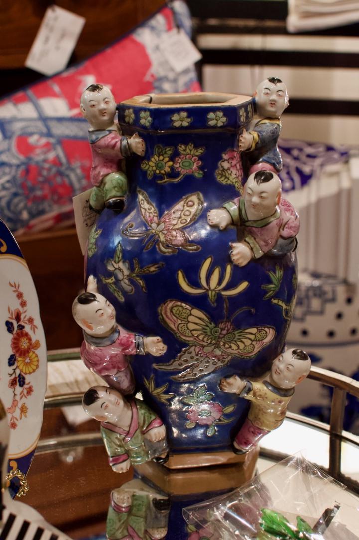 Shop Hand painted climbing Chinese boys vase | Hunt & Gather