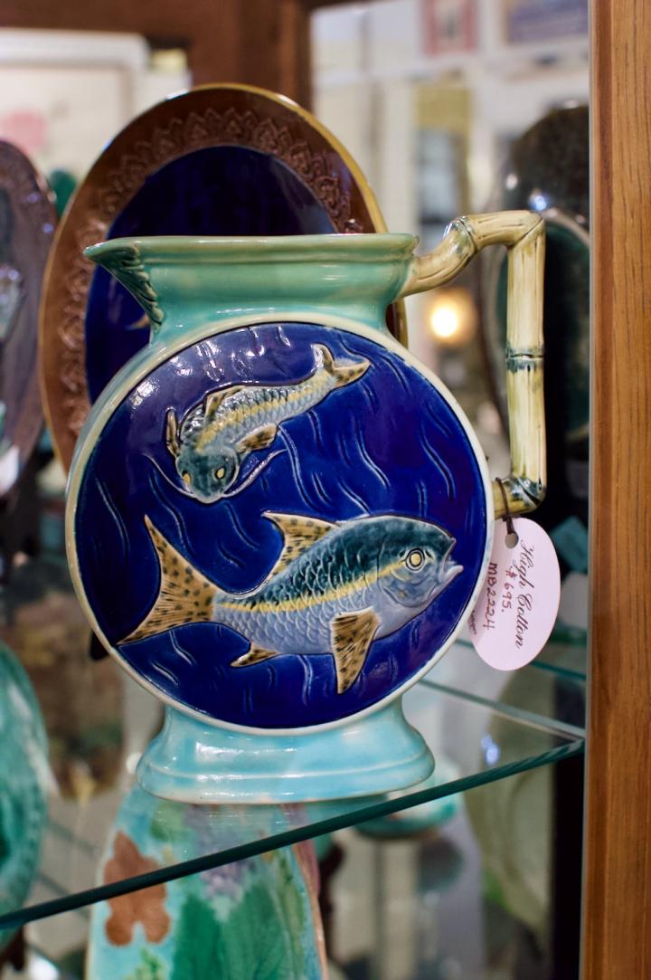 Shop Joseph Holdcroft Majolica fish pitcher | Hunt & Gather