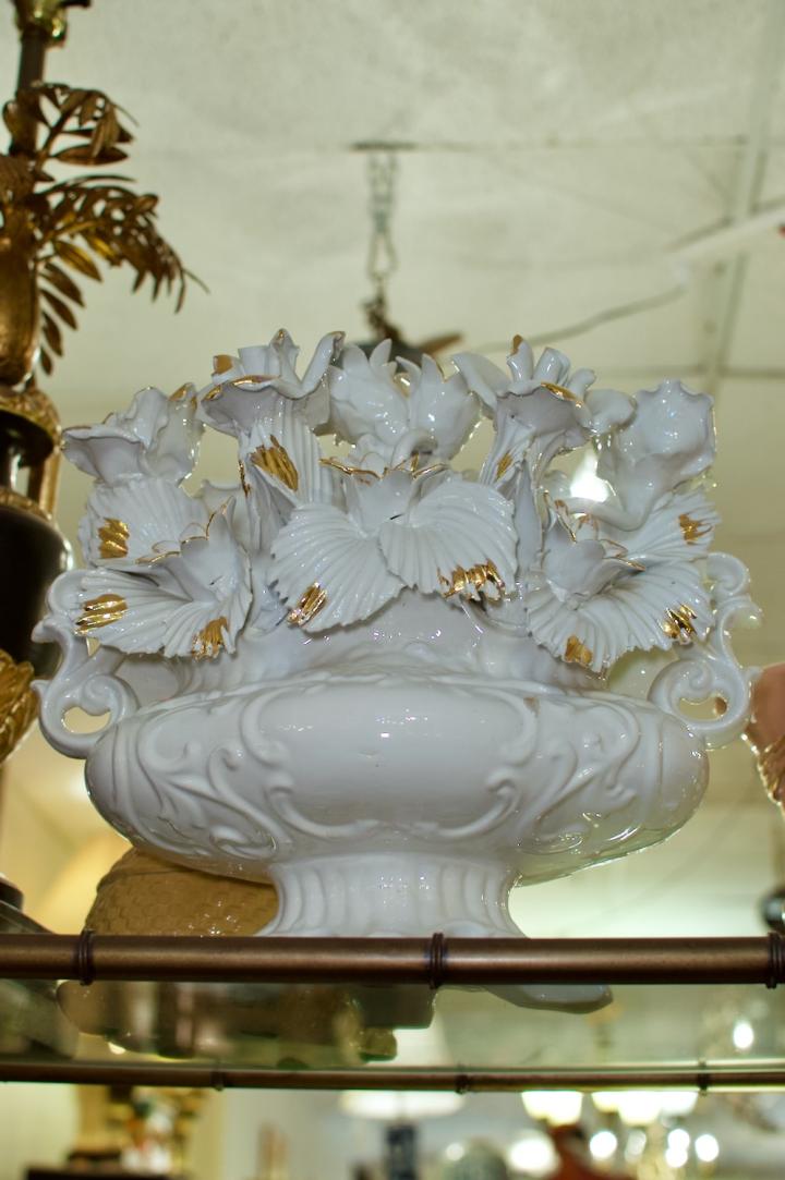 Shop White capodimonte floral basket | Hunt & Gather