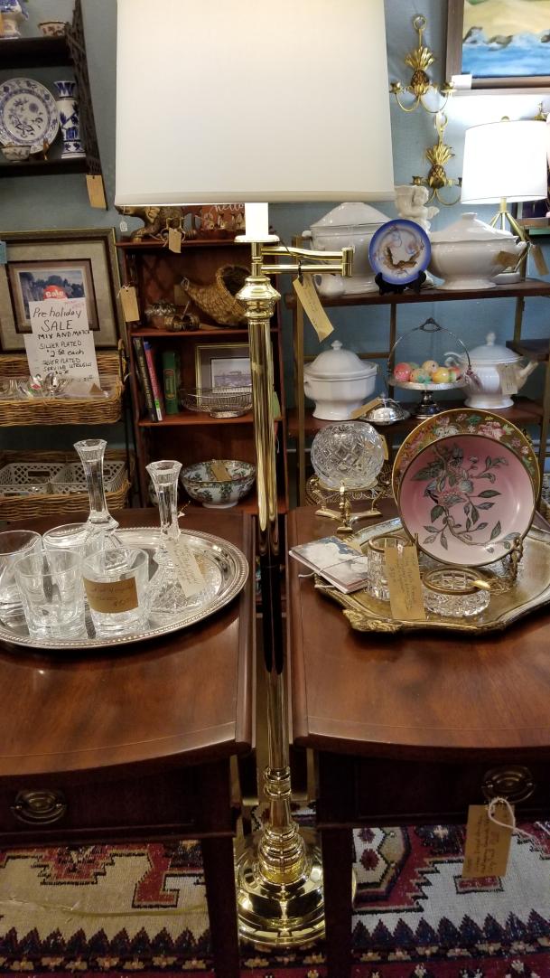 Shop Vintage solid brass floor lamp with movable arm. | Hunt & Gather