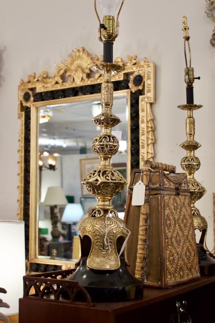 Shop Pair of oriental style brass lamps | Hunt & Gather