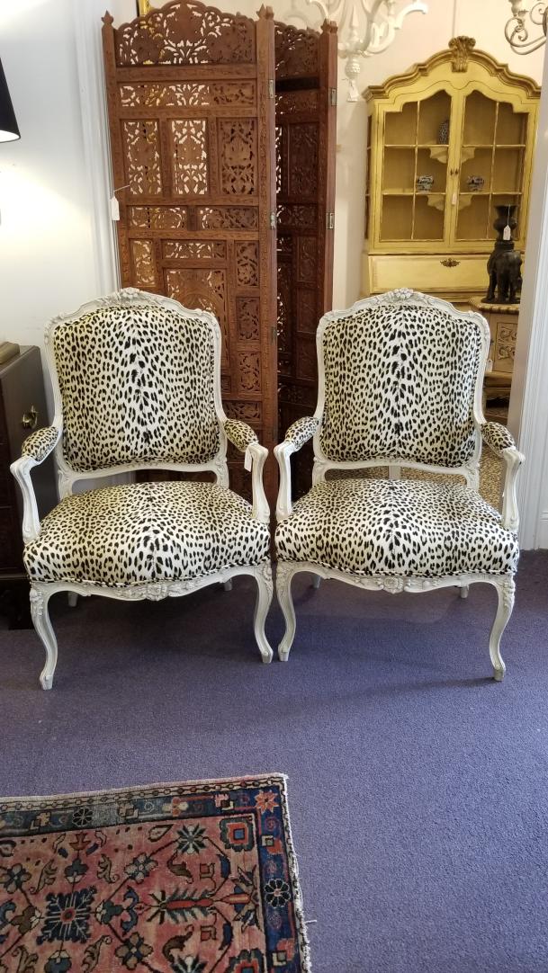 Shop Pair of vintage leopard print French chairs | Hunt & Gather