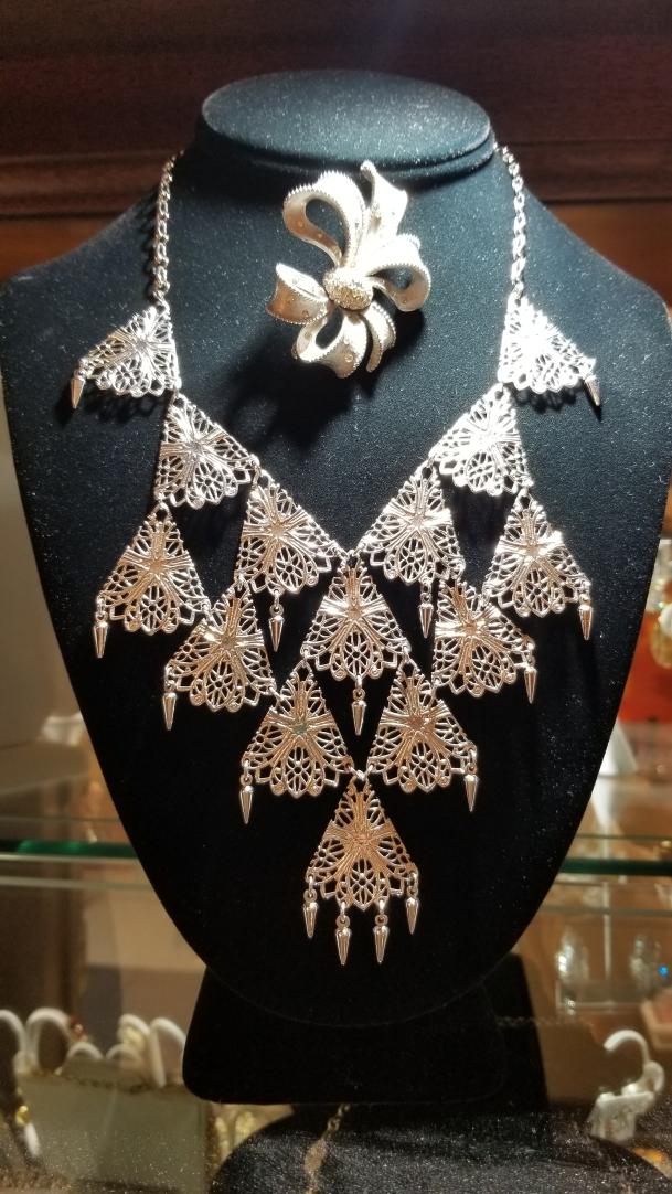 Shop Stunning silver  tiered necklace. Statement piece. | Hunt & Gather