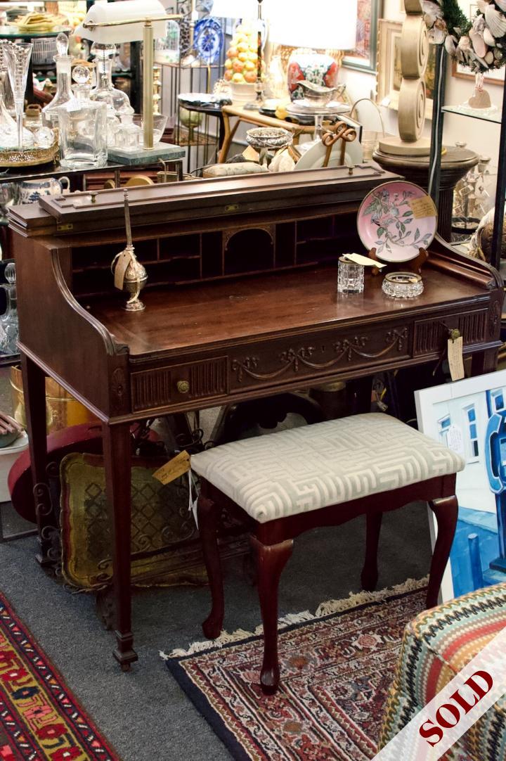 Shop 1920s mahogany Sheraton style desk | Hunt & Gather