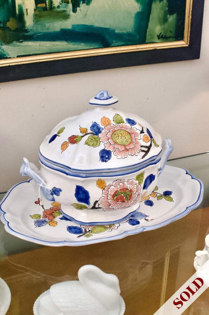 Shop Large hand painted Italian tureen & underplate | Hunt & Gather