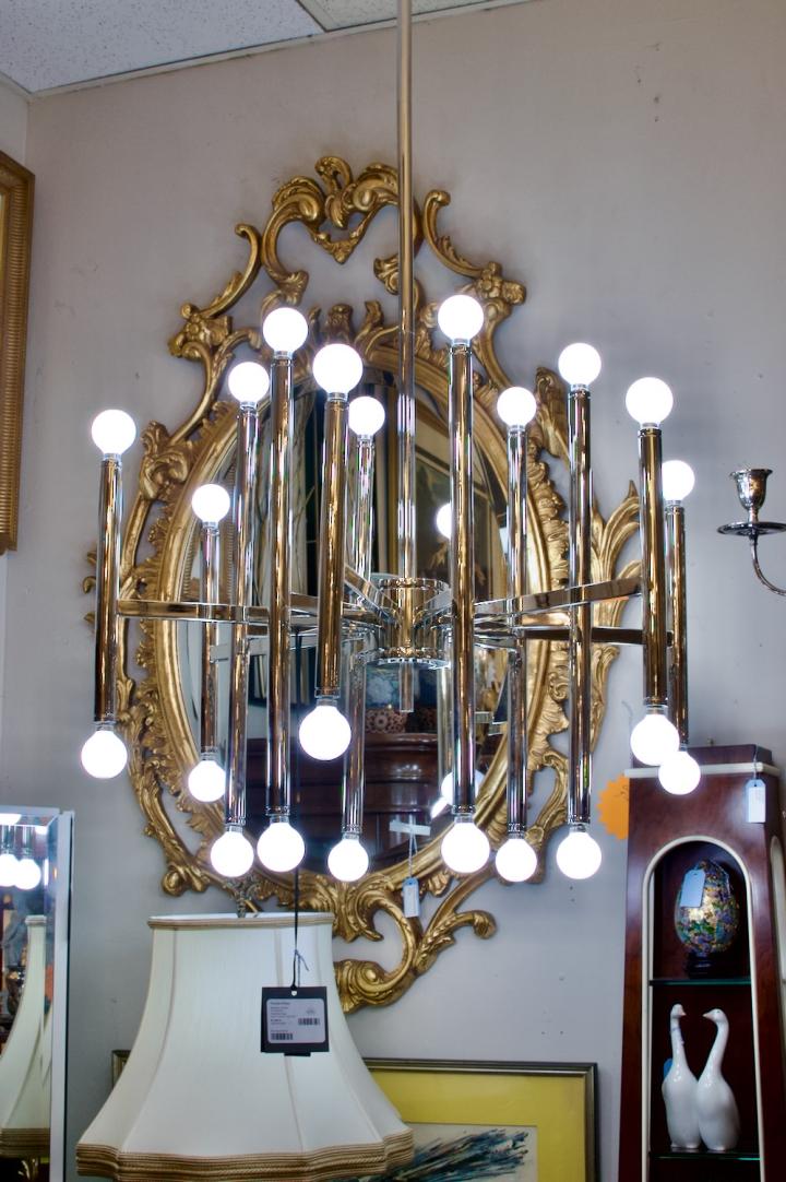 Shop Modern silver chandelier w/ 24 LED lights | Hunt & Gather