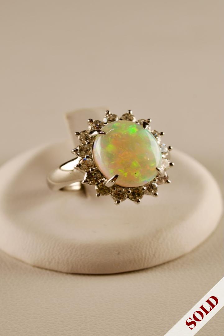 Shop Platinum opal & diamond ring | Hunt & Gather