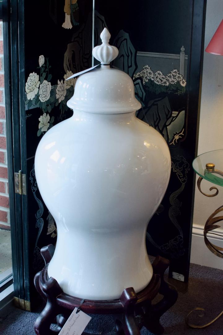 Shop Large white vase w/ lid | Hunt & Gather
