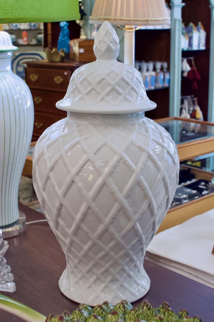 Shop Pair of white lattice ginger jars | Hunt & Gather