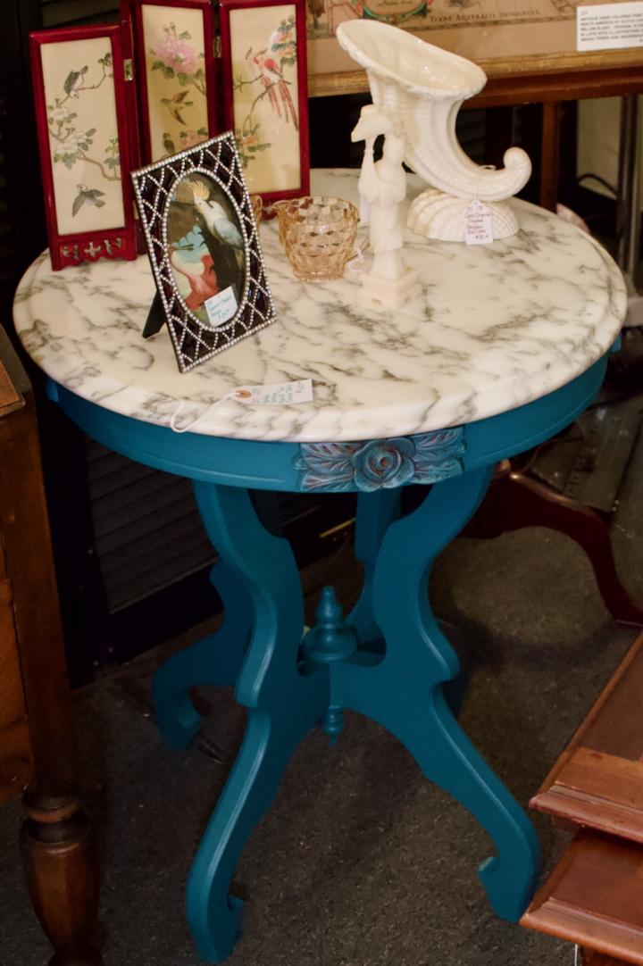 Shop Painted vintage marble top center table | Hunt & Gather