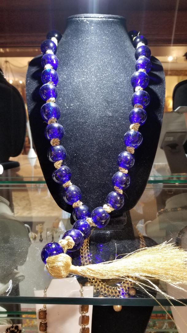 Shop Large cobalt blue glass beads necklace | Hunt & Gather