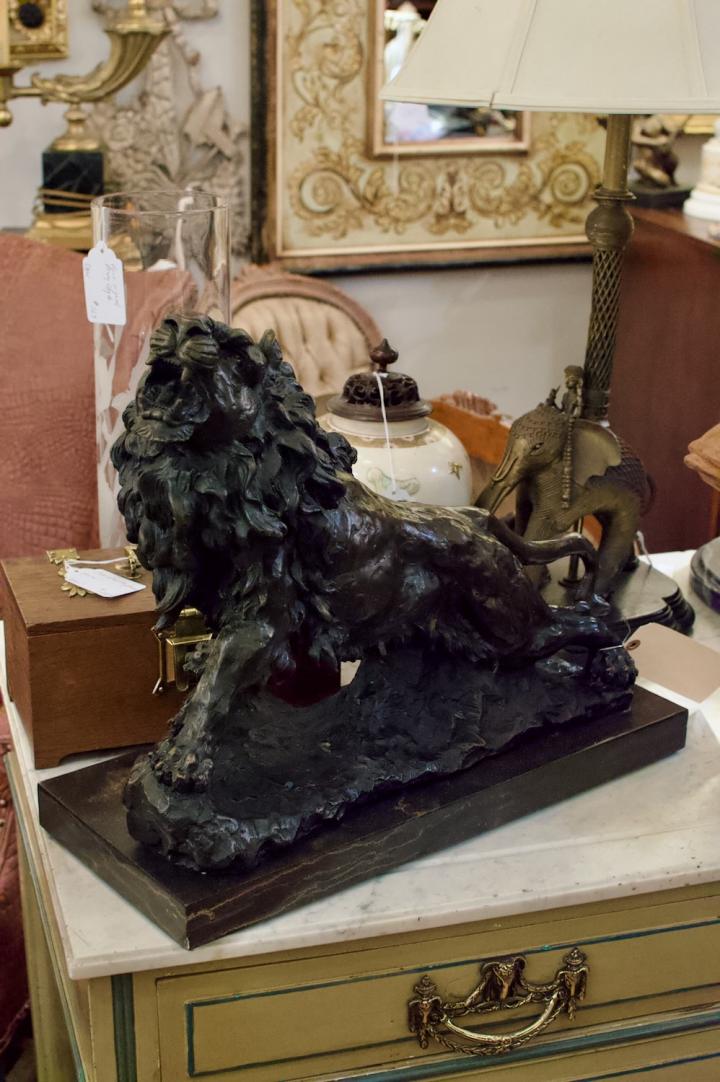 Shop Bronze lion on marble base | Hunt & Gather