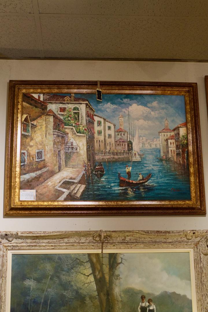 Shop Impressionist Venice scene painting w/ gondola figures | Hunt & Gather