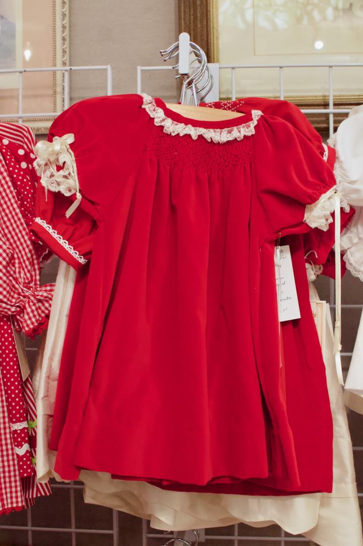 Shop Red velveteen smocked dress | Hunt & Gather