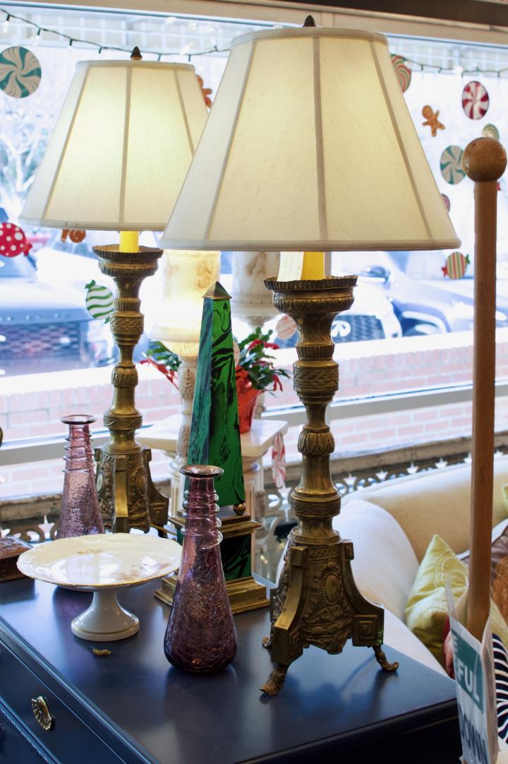 Shop Pair of brass French lamps | Hunt & Gather