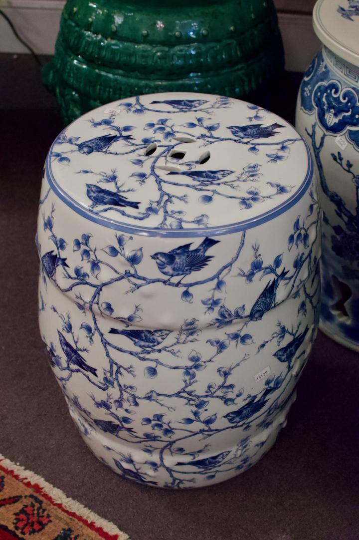 Shop Blue & white birds oriental garden stool | Hunt & Gather