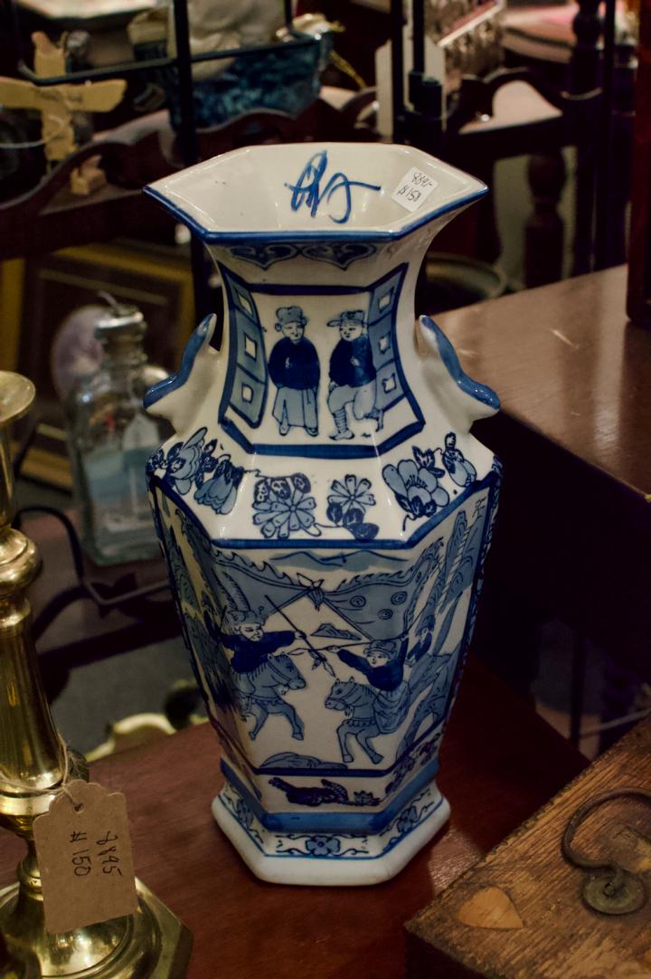 Shop Hexagonal blue & white vase | Hunt & Gather