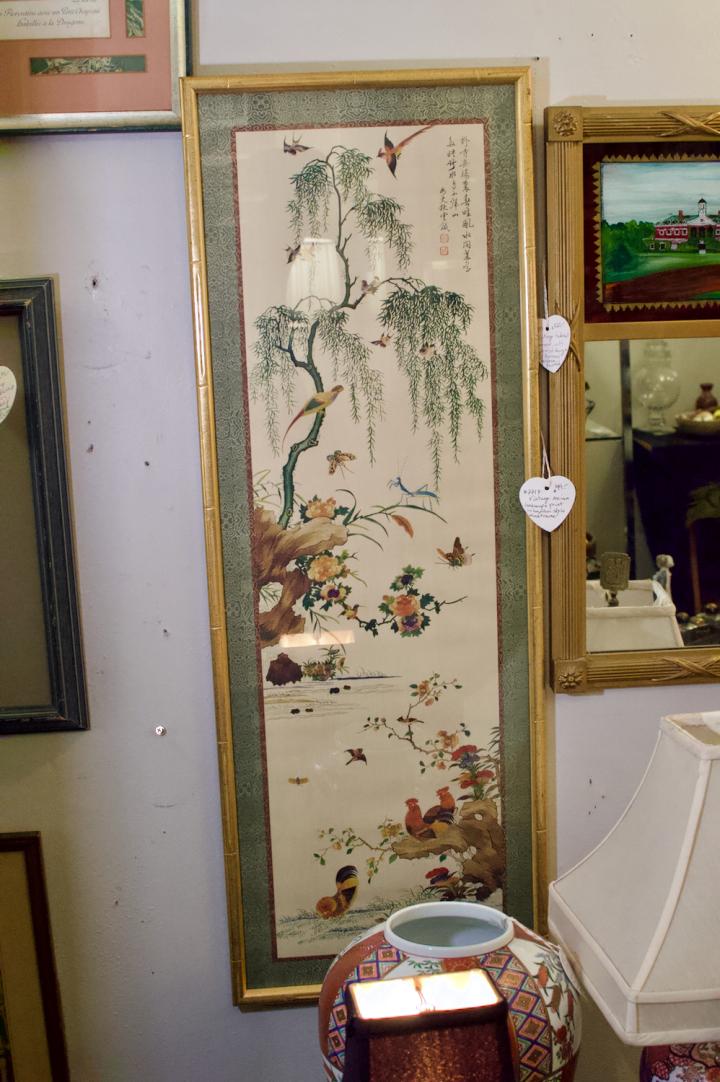Shop Vintage Asian landscape print in bamboo style wood frame | Hunt & Gather