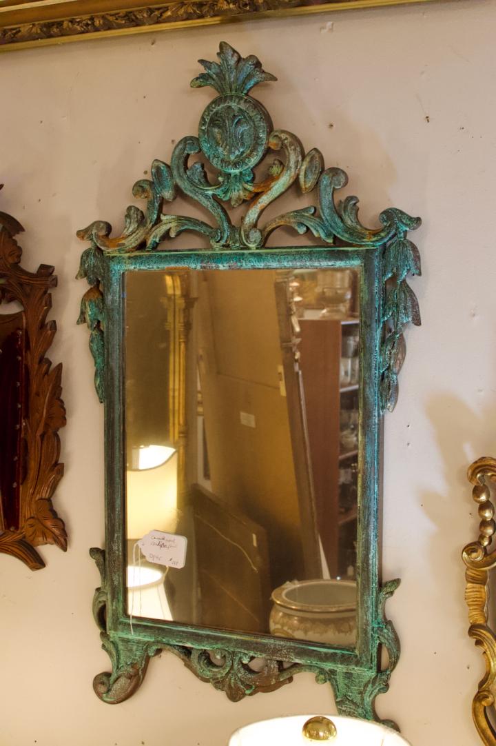 Shop Carved wood verdigris finish mirror | Hunt & Gather