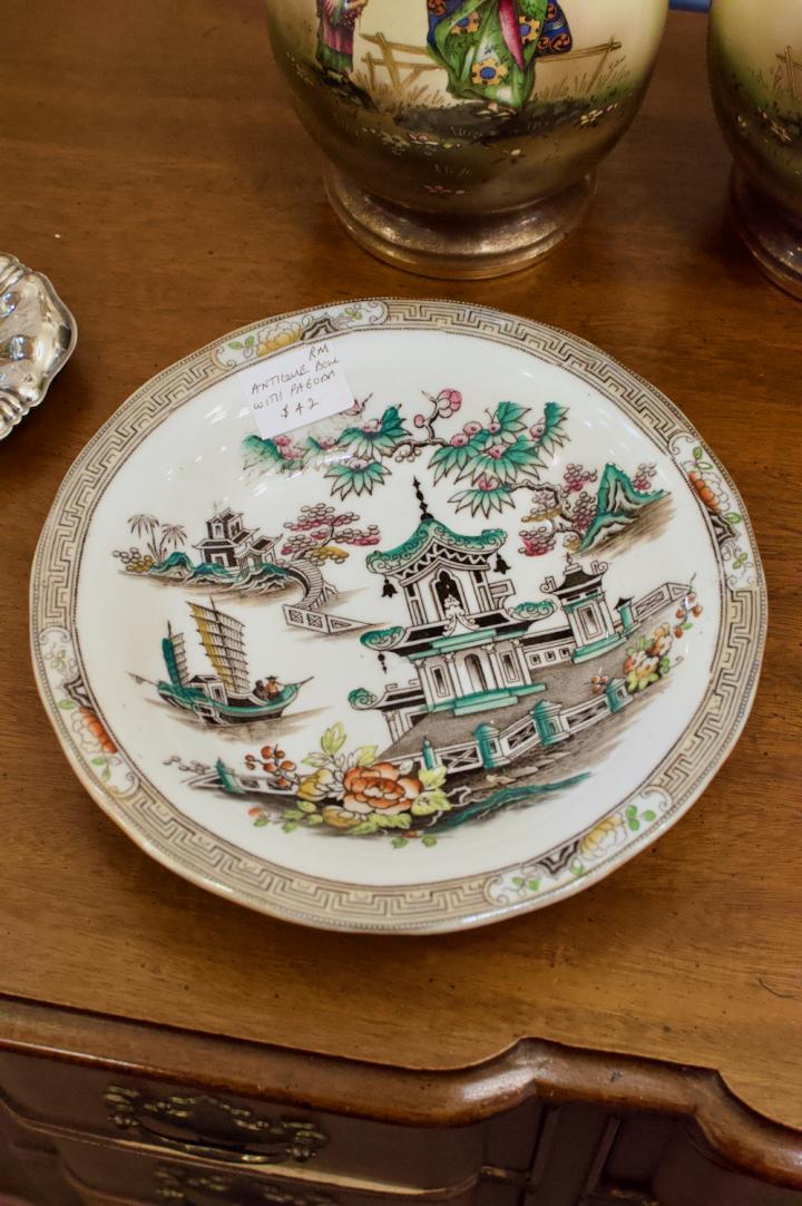Shop Antique bowl w/ pagoda | Hunt & Gather