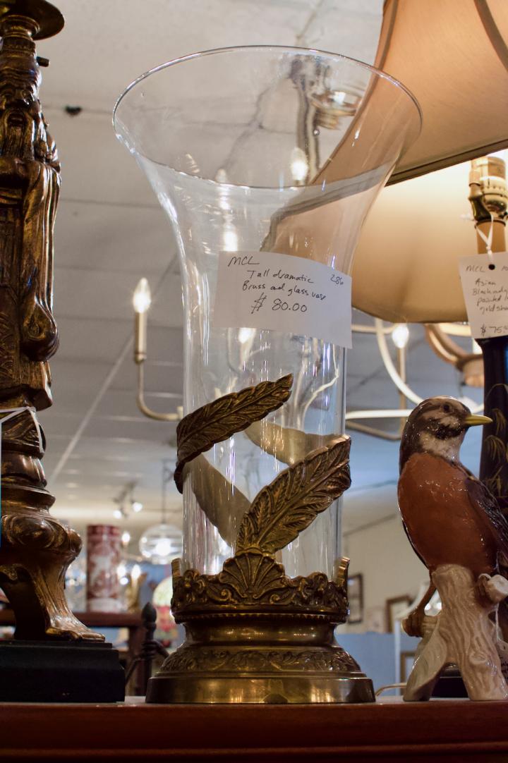 Shop Tall dramatic brass & glass vase | Hunt & Gather