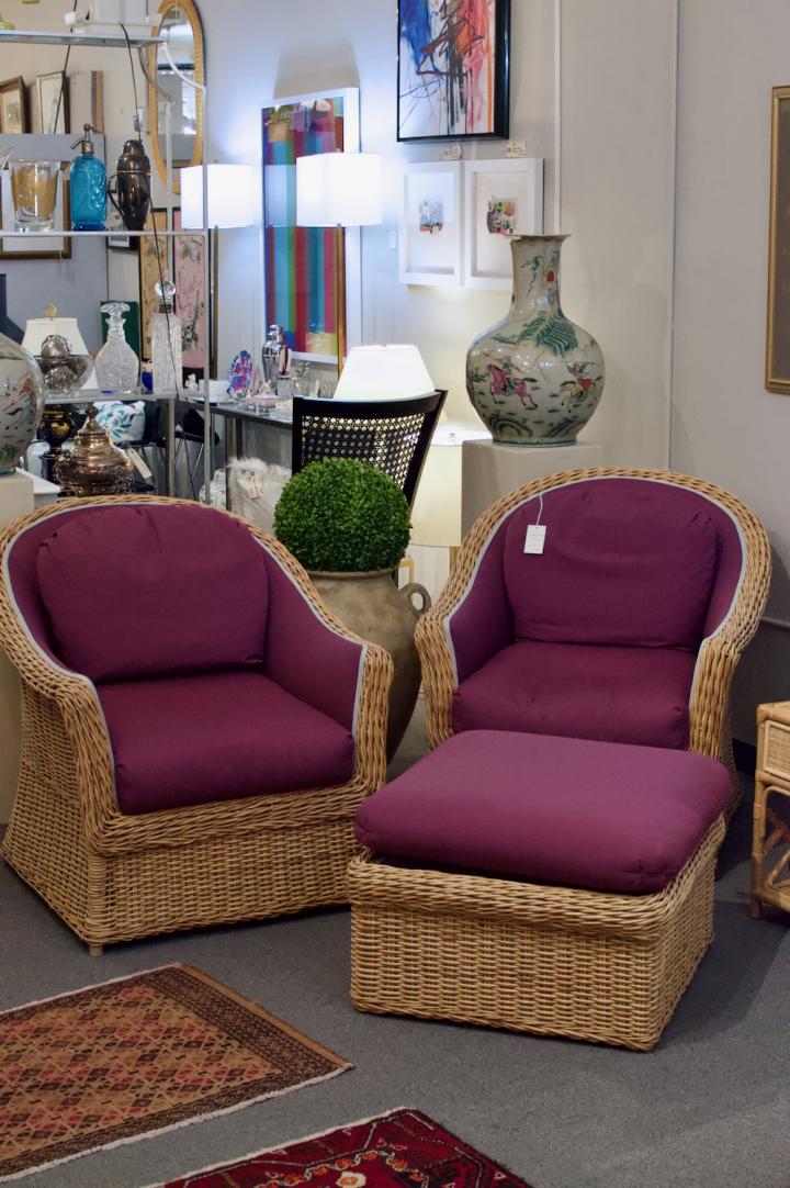 Shop Nice wicker chairs & ottoman | Hunt & Gather
