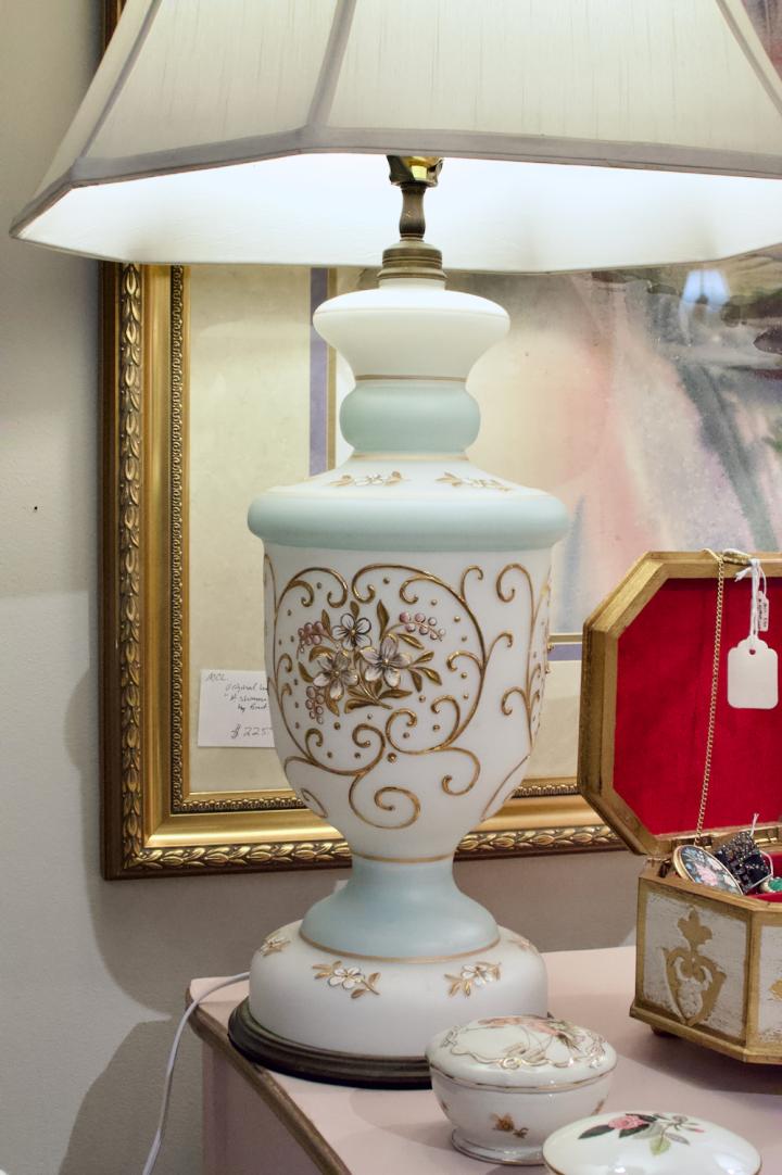 Shop Lovely pair of Bristol antique glass lamps | Hunt & Gather