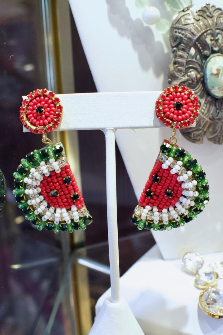 Shop Beaded watermelon slice earrings | Hunt & Gather