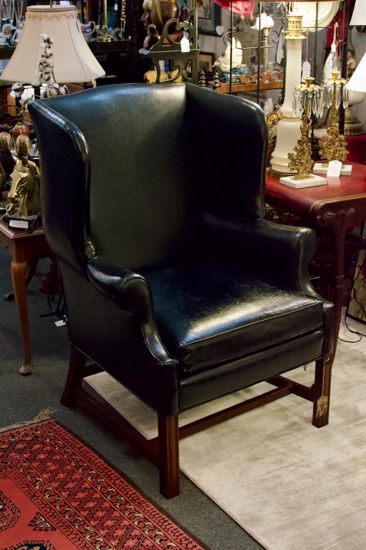 Shop Black leather “Walker” wingback arm chair | Hunt & Gather