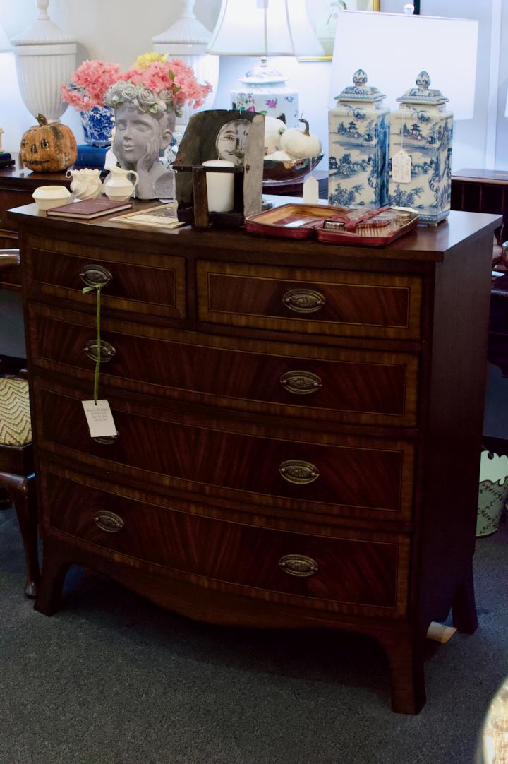 Shop Banded, inlaid mahogany chest | Hunt & Gather