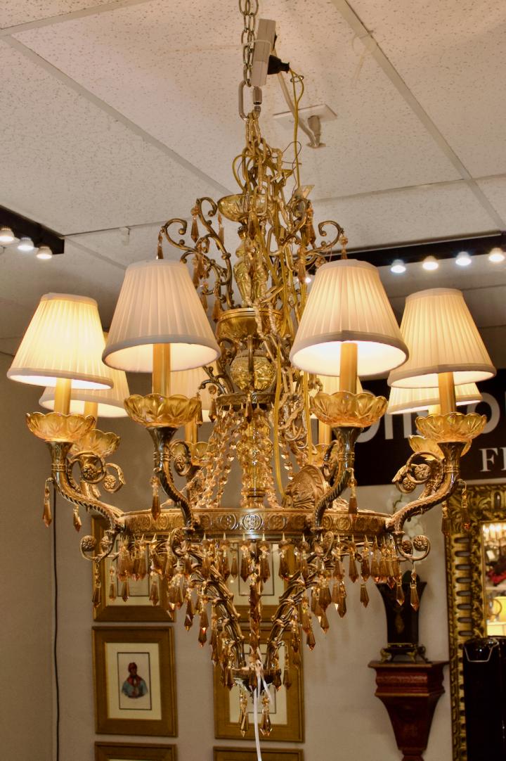 Shop Brass chandelier w/ amber crystals | Hunt & Gather